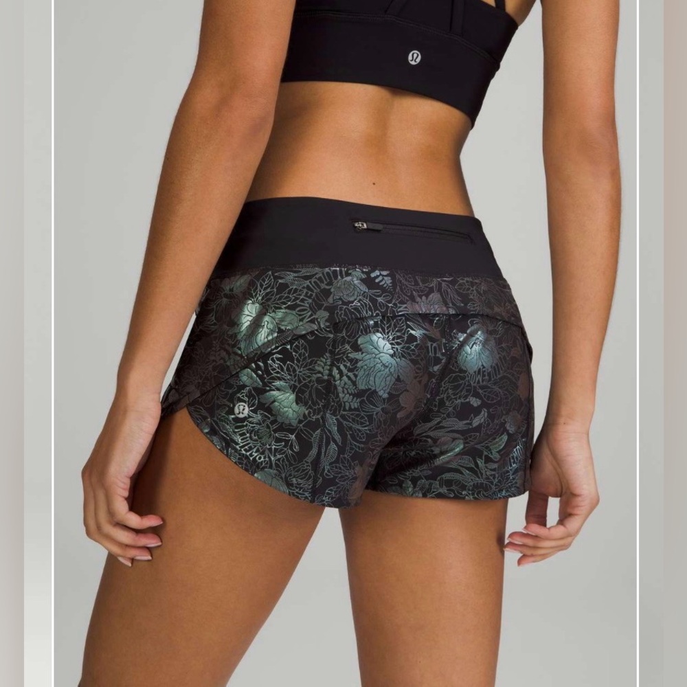 Lululemon Speed Up Shorts 2.5" Black Iridescent Foil Size 10